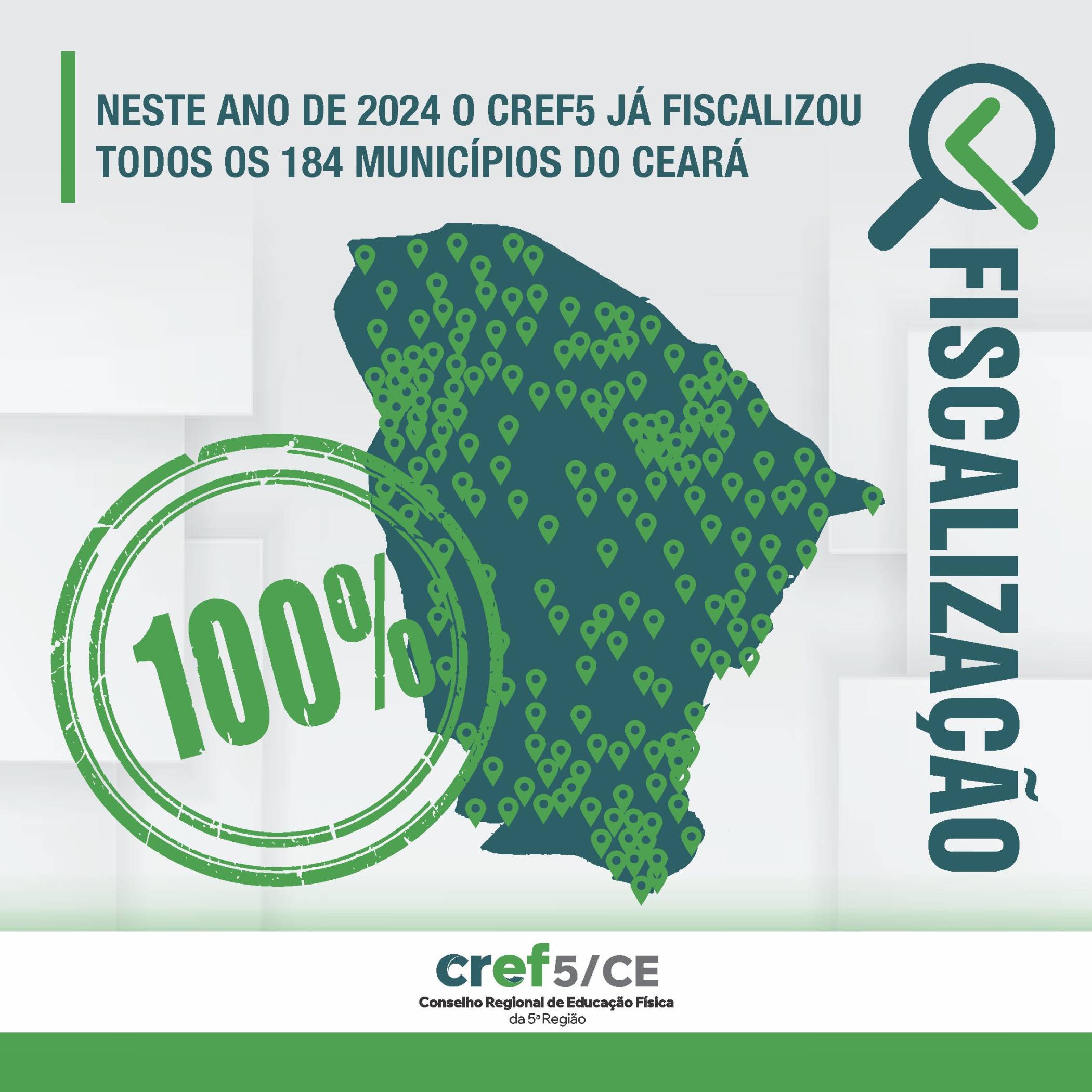 Neste ano de 2024, o CREF5 já realizou fiscalizações em todos os 184 municípios do Ceará